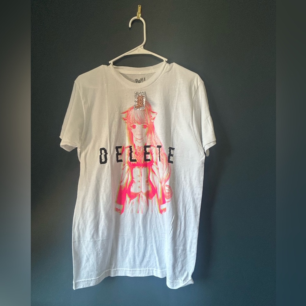 MONIKA Anime White Graphic Tee with Pink Design